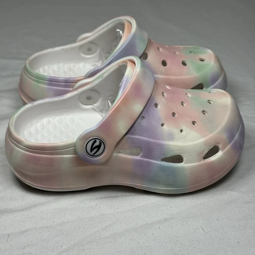 Girls Pastel Tie Dye‎ Clogs Toddler US 8 EU 24 Slip On Sandals Comfort